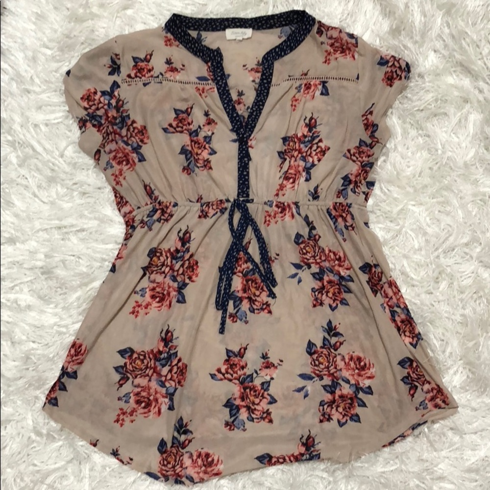 Siren Lily Maternity Sheer Floral Blouse